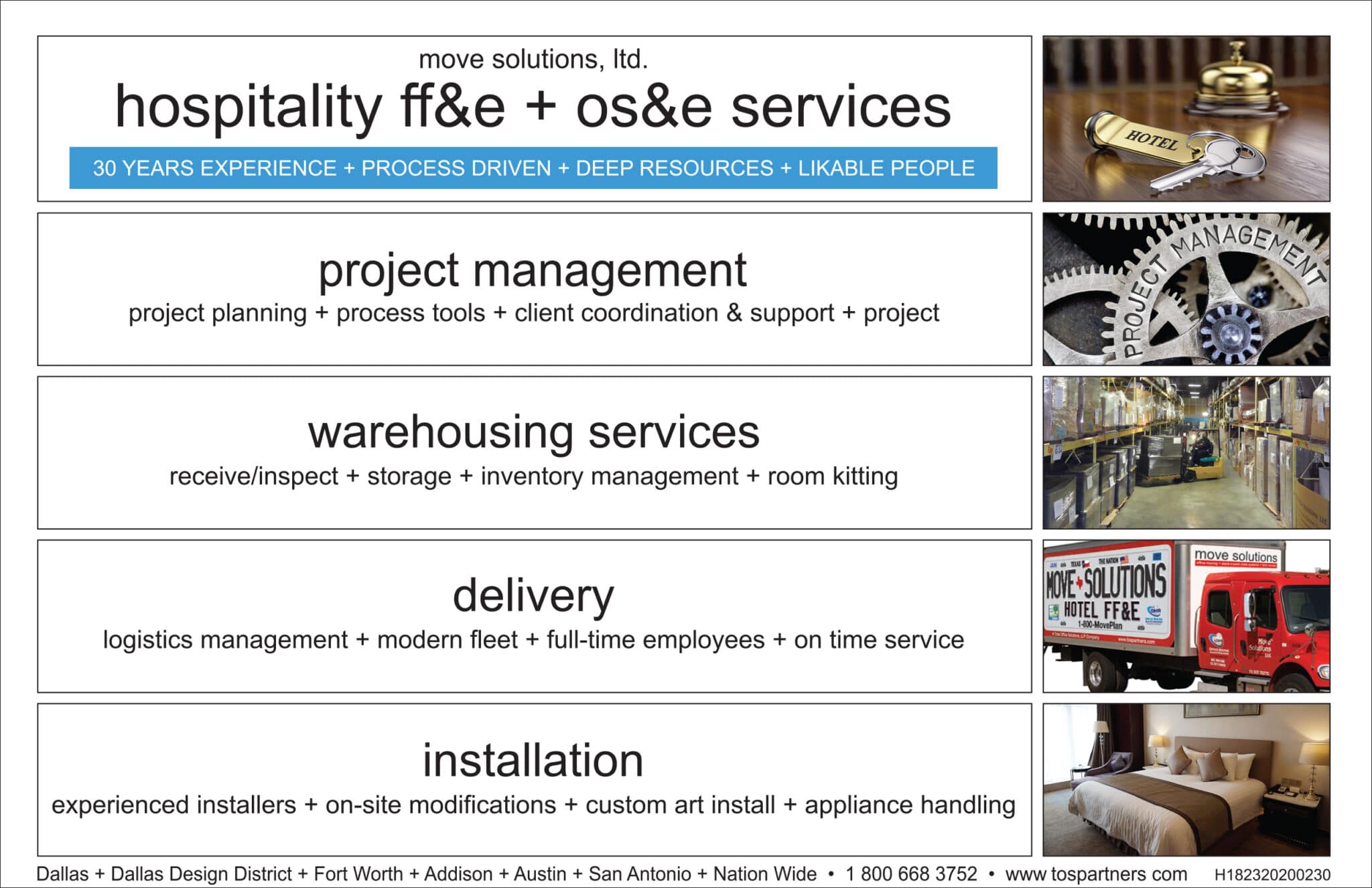 FF&E Receive & Deliver/Storage ffe installation